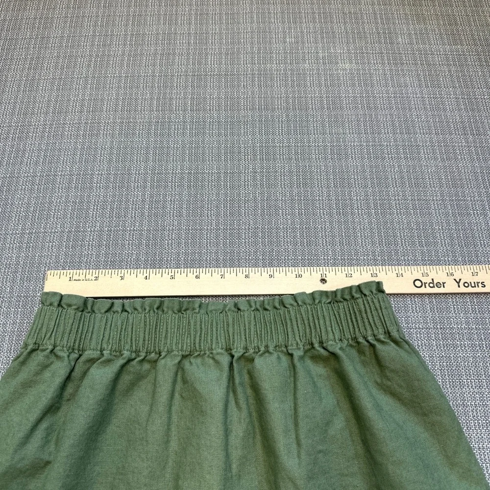 Coastal Linen Blend Scalloped Hem‎ Olive Mini Skirt size 6 Preppy Resort